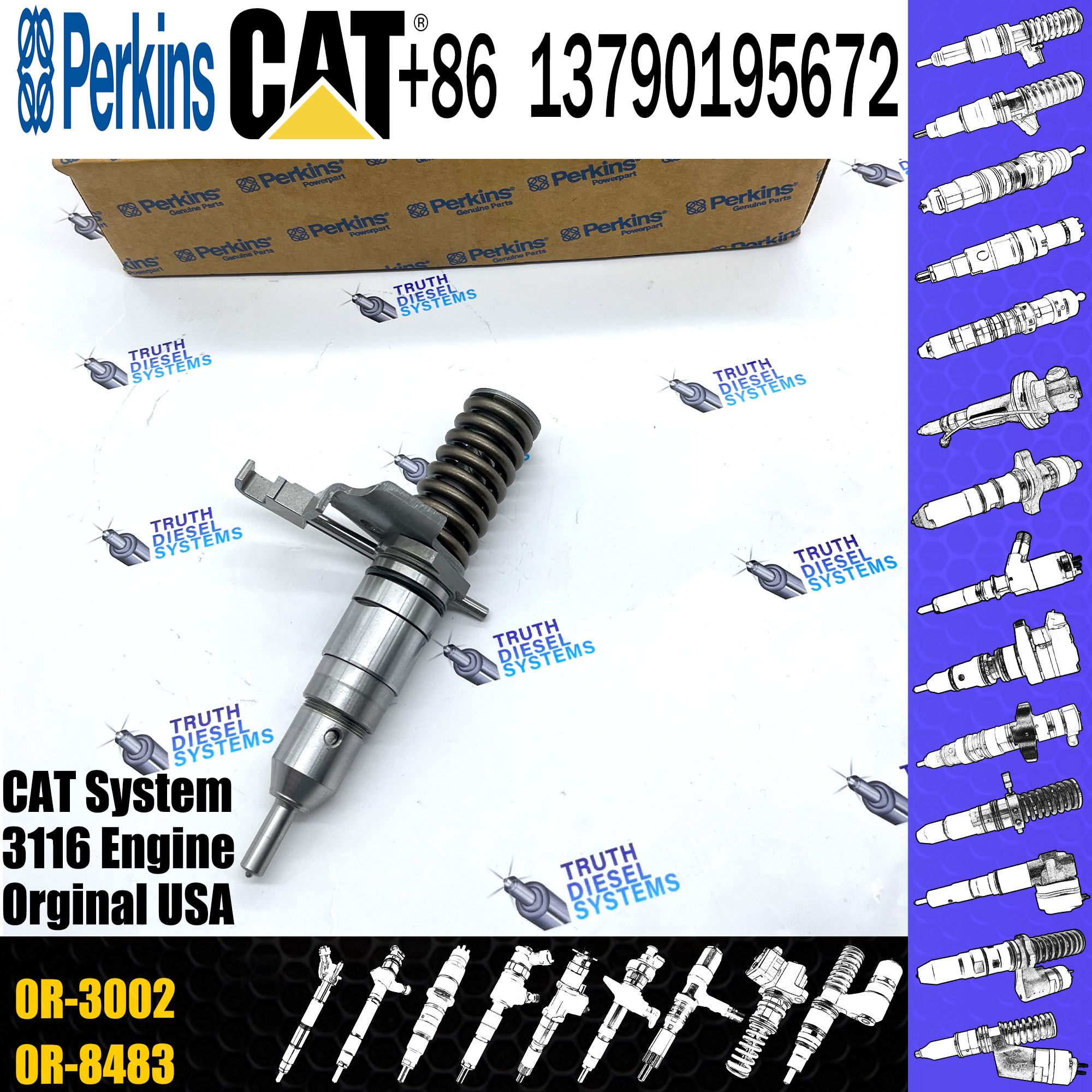 3116 Engine Diesel Fuel Injector 7E-8727 7E8727 0R-3002 For Caterpillar Excavator 205B 213B 214B 224B E110B E240B E240C