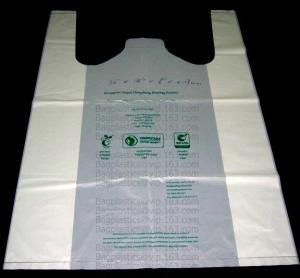 Wholesale Starch Biodegradable T Shirt Bags Made Of PLA PBAT, 100% Biodegradable &amp; Compostable,T-Shirt Shopping Bags, DOLLAR STORE from china suppliers