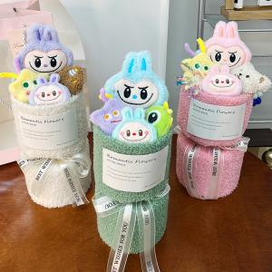Wholesale 15x30cm Valentine's Day Labubu Plush Doll Bouquet Doll Gift for Girlfriend and Best Friend Birthday Gift Variety Dolls from china suppliers