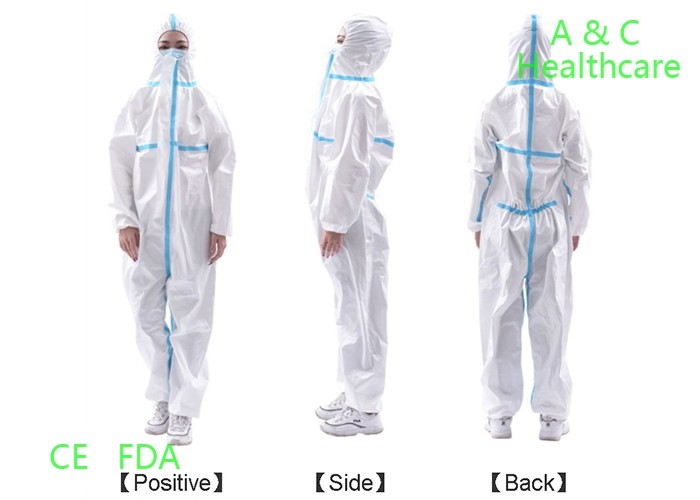 Blue PP Non Woven Disposable Protective Gowns Soft Hand Feeling 115*137 Cm