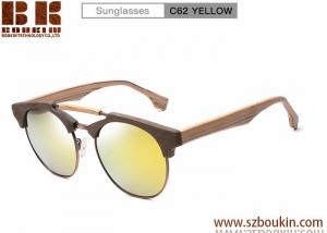 Wholesale Wooden frame Polarized Blue Brown Smoke Yellow Pink Black lens bamboo oak wood sunglasses 2018 women or man from china suppliers