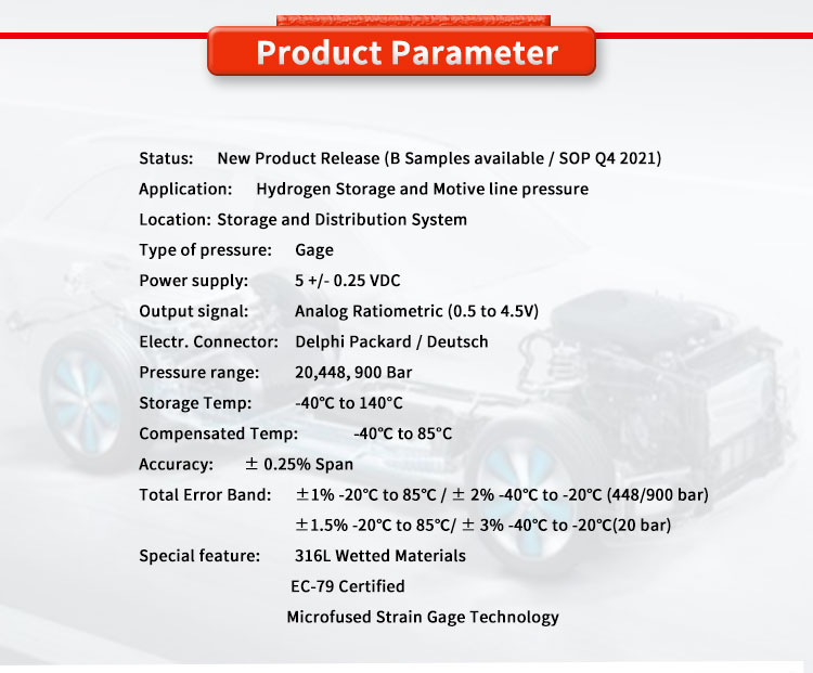 UBM71H2Y EC-79 TE Hydrogen Fuel Cell Pressure Sensors With Customized Support