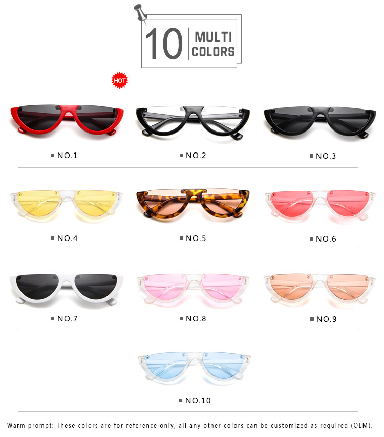 Half Moon Frame Half Round Sunglasses Vintage Retro Clout Goggles