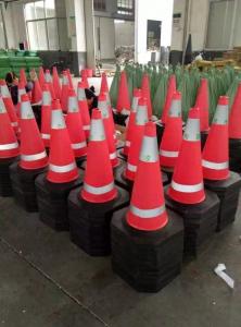 China PE road traffic cone with rubber base, spring rubber cone 　The best choice red Rubber traffic cone road cone safety cone on sale