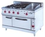 Commercial Gas Range 4-Burner With Griddle and Bottom Oven Western Kitchen