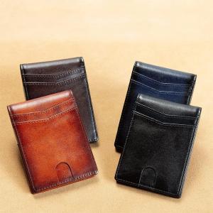 Wholesale Men's Short Style RFID Card Holder Wallet with Carbon Fiber Cowhide Genuine Leather from china suppliers