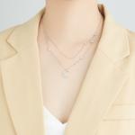 18in 2.9g Sterling Silver Necklace Chains AAAAA CZ Double Chain Necklace ODM