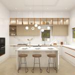 European Style Kitchen Cabinet with Glass Door and Fireproof Wall Shelf Liner