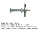 Steel Powder Actuated Fasteners Dnw Drive Pins With 25mm Steel Washer