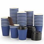 8oz Double Wall Disposable Paper Cup Ripple Paper Cups With Lids