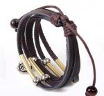 Metal rose charm multi strands leather bracelet for men and women