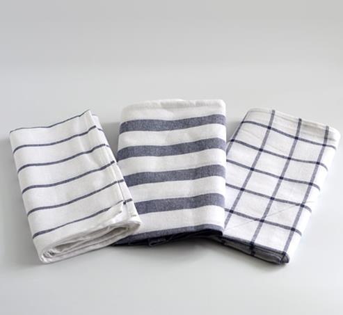 Quality 3 Oblong Pure Cotton Kitchen Tea Towels Classic Blue Napkin For Multipurpose for sale