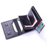 Men's Carbon Fiber Rfid Blocking Magnetic Card Holder Wallet with Fashion Coin