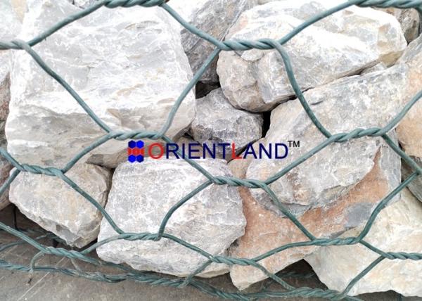 Double Twisted Gabion Wire Baskets Pvc Coated Green Color Woven For Retaining