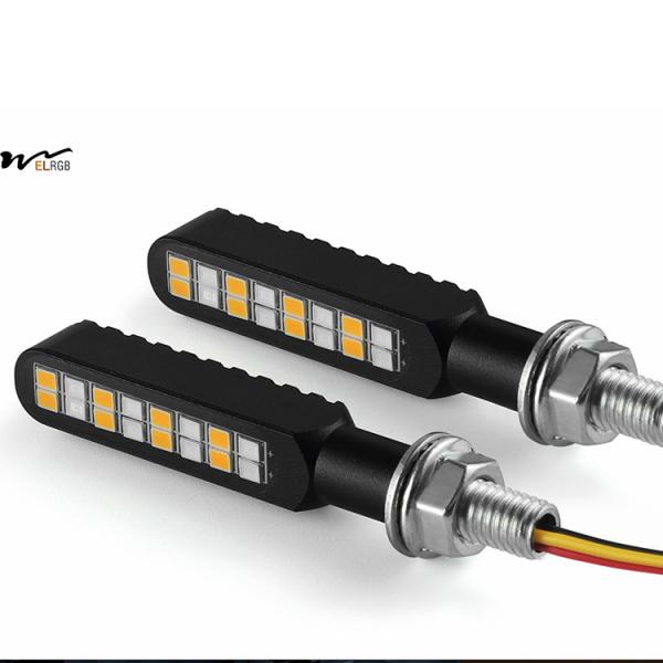 Red Amber 2PCS Flowing LED Motorcycle Turn Signal Strobe Brake Tail Lights