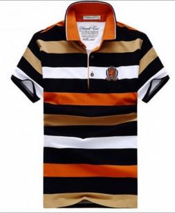 Quality Men's stripe print polo t shirt 100%cotton OEM Mens Polo Shirts for sale