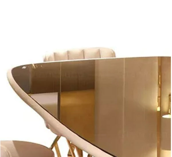 Room Furniture Apartment Luxury Dining Sets Golden Stainless Steel Glass
