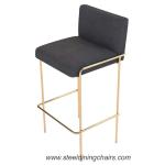 Stainless Steel Breakfast Fabric Black 99CM Tall Upholstered Bar Stools