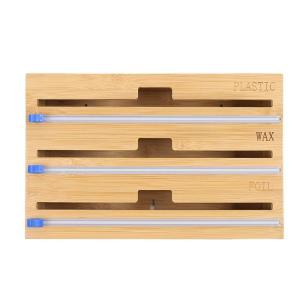 Wholesale Multifunctional Rectangle Bamboo Plastic Wrap Dispenser Wall Mount for Your Kitchen from china suppliers