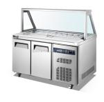 Anticorrosive SS304 Two Door Prep Fridge , 220V Stainless Steel Pizza Prep Table