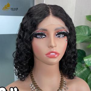 Wholesale 12 Inch Glueless 5*5 Front Lace Human Hair Wig Water Wave Glueless Silk Top Full Lace Wig from china suppliers