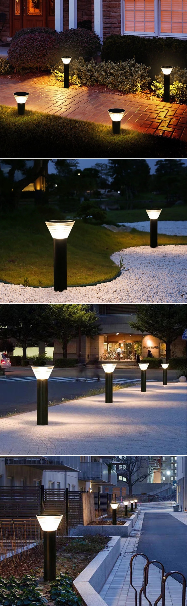 Outdoor Solar Gate Light 6500K Solar Powered Bollard Lawn Lamp Villa Landscape Pillar Post LED Solar Garden Light