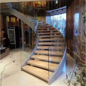 China Spiral Rotating Stairs glass Balustrades Handrails Curved Tempered For Stairs on sale