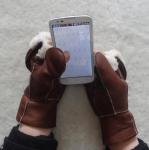 Hot selling warm mitten sheepskin leather gloves with cover in winter