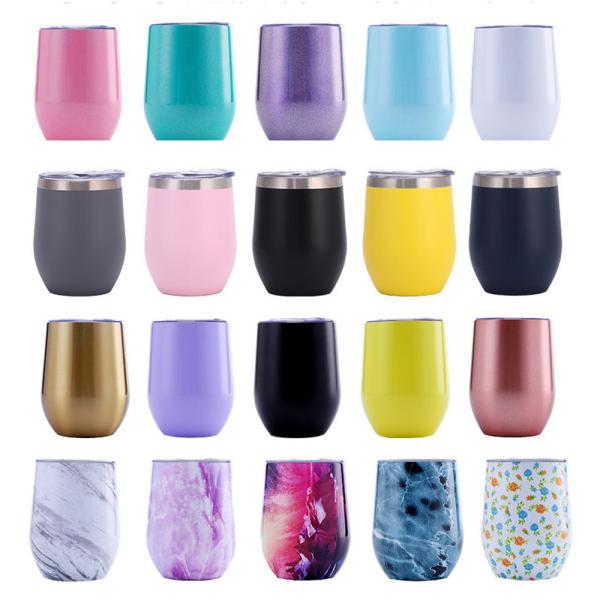 12 Oz Insulated Wine Tumbler With Lid And Straw Stainless Steel Stemless Wine