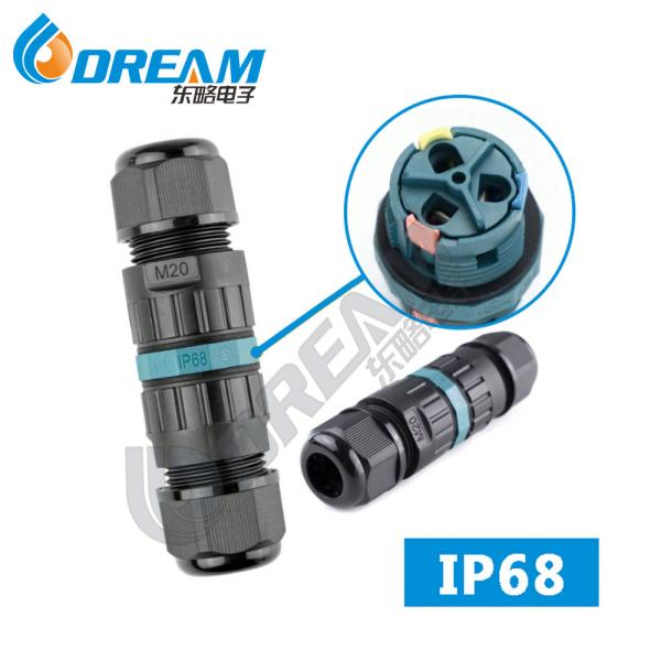 18 AWG IP68 Waterproof Cable Connector 3 Pin / 4 Pin Locking Screw Polycarbonate