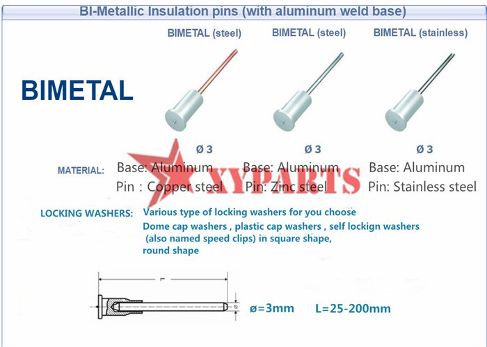Copper Plated Capacitor Discharge Insulation Weld Bimetallic Pins For Fixing Ship Board