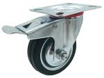 8inch Zinc Plated Diameter Black Rubber Furniture Industry Trolley Barrow Caster