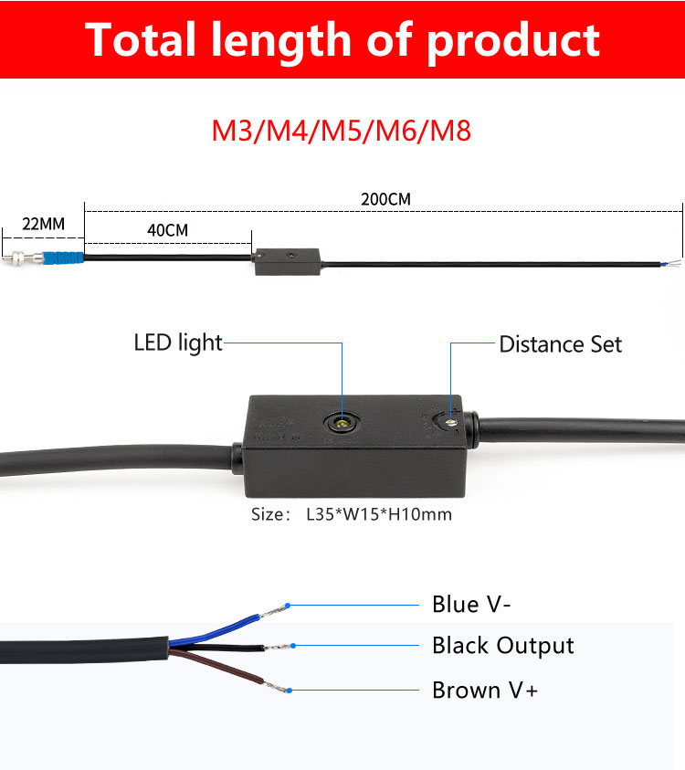 LUOSHIDA Small Diffuse Laser Sensor Diffuse Photoelectric Sensor NPN PNP NO NC Output