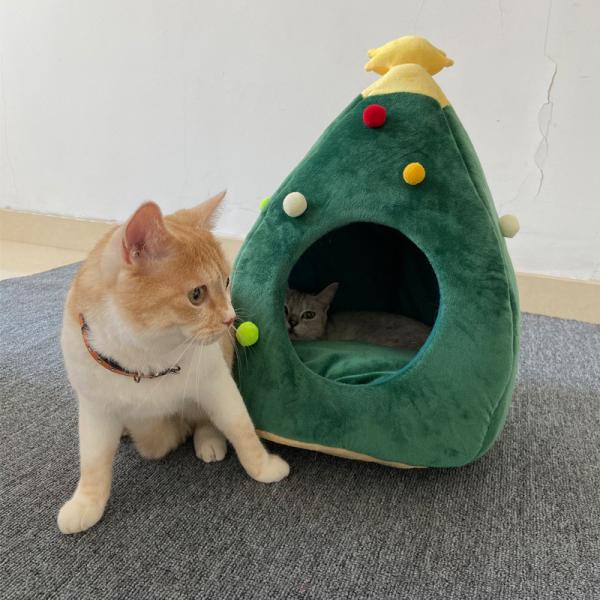 High Quality Cats Puppies Beds Washable Warm Pet Bed Luxury Christmas tree Cave