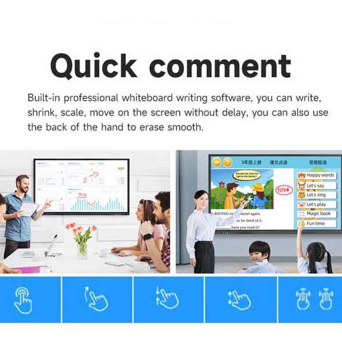 65 75 86 100'' Touch Screen Interactive Digital Board For Teaching 4K All In One