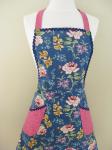 Ladies Apron, Adult Apron, Blue Kitchen Apron, Full Cooking Apron, Kitchen Apron