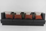 Black Oak Wood Long Banquette Sofa Sheraton Hotel Luxury Design With Pillows