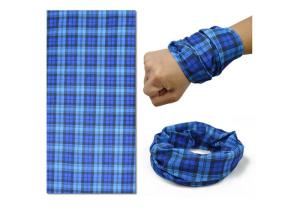 China Blue Grid Pattern  Tubular Headwear 100% Microfiber Polyester Sublimation Printing on sale