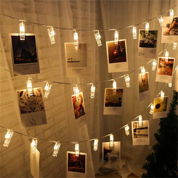 Pegs String Lights LED Clip Cards Photos Holder Bright Fairy Lights Christmas