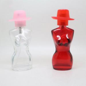 Wholesale red women body shape glass perfume bottle with plastic cap from china suppliers