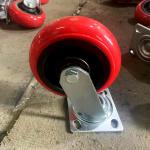 8 Inch Red PVC Korea Type Trolley Wheels Ball Bearing Heavy Duty Swivel Plate