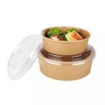 PE Lined Disposable 850ml Kraft Paper Salad Bowl Compostable To Go Food