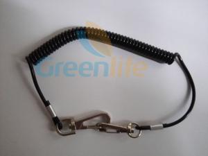 Wholesale Safety Lanyard Spring Coil Cable Heavy Duty Black Color 20cm Unstretched Length w/Snap Hooks from china suppliers