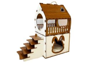 Wholesale 2 Floor Castle Wooden Rabbit House Indoor 5 Stairs Support 17lbs from china suppliers