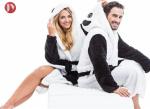 Panda Soft Bathrobe With Hood Women Men Nightgown Home Clothes Warm Bath Robes