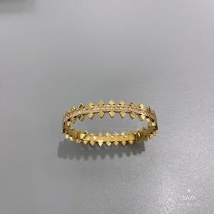 China Luxury Jewelry Olive Branch Inlaid Diamond Bracelet Gold Stainless Steel Bangle on sale