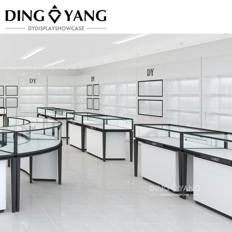 Custom Modern Fashion Style Black White Jewelry Counter Displays No Installation