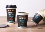 Black Biodegradable Insulated Coffee Cups Disposable With Lids Eco Friendly
