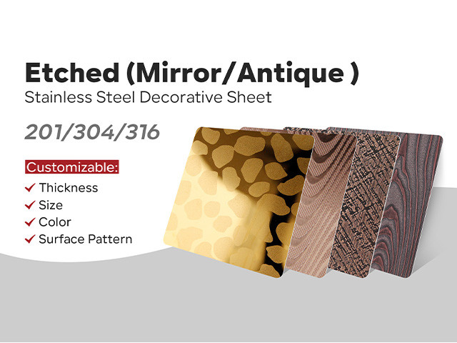 304 316 4x8 ft PVD Gold Color Willow Stripe Pattern Etched Decorative Stainless Steel Sheet