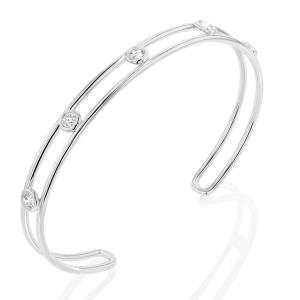 Wholesale Platinum Diamond Cubic Zirconia Cuff Bracelet Width 6mm CZ Cuff Bracelet from china suppliers